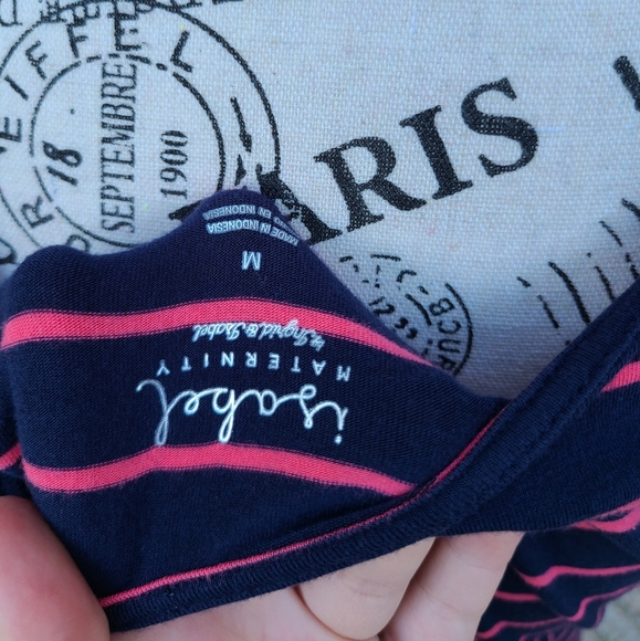 Isabel Maternity Maxi Dress Striped Blue Pink Medium - Picture 4 of 5